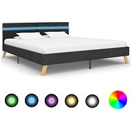 Bed frame with LED light dark gray textile 180x200 cm - Bed Frame