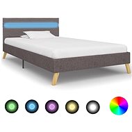 Bed frame with LED light light gray textile 100x200 cm - Bed Frame