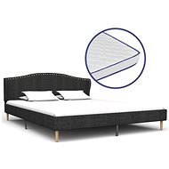 Bed with mattress with memory foam dark gray textile 160x200 cm - Bed