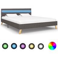Bed frame with LED light light gray textile 140x200 cm - Bed Frame