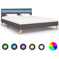 Bed frame with LED light light gray textile 160x200 cm - Bed Frame