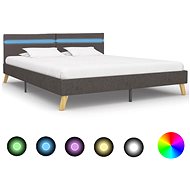 Bed frame with LED light light gray textile 180x200 cm - Bed Frame
