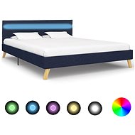 Bed frame with LED light blue textile 140x200 cm - Bed Frame