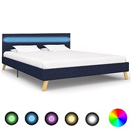 Bed frame with LED light blue textile 160x200 cm - Bed Frame