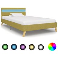 Bed frame with LED light green textile 100x200 cm - Bed Frame