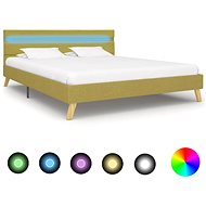 Bed frame with LED light green textile 140x200 cm - Bed Frame