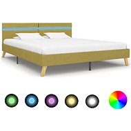 Bed frame with LED light green textile 180x200 cm - Bed Frame