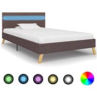 Bed frame with LED light taupe textile 100x200 cm - Bed Frame