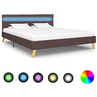 Bed frame with LED light taupe textile 160x200 cm - Bed Frame