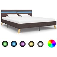 Bed frame with LED light taupe textile 180x200 cm - Bed Frame