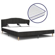 Bed with mattress with memory foam dark gray textile 180x200 cm - Bed