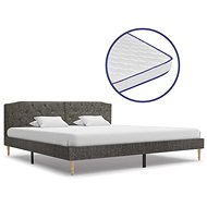 Bed with mattress with memory foam dark gray textile 180x200 cm - Bed