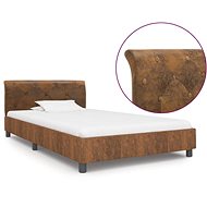Bed frame brown faux brushed leather 90x200 cm - Bed Frame