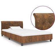 Bed frame brown faux brushed leather 100x200 cm - Bed Frame