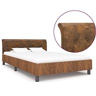 Bed frame brown faux brushed leather 120x200 cm - Bed Frame