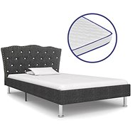 Bed with mattress with memory foam dark gray textile 90x200 cm - Bed