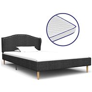 Bed with mattress with memory foam dark gray textile 90x200 cm - Bed