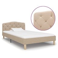 Bed frame beige textile 90x200 cm - Bed Frame