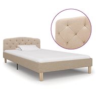 Bed frame beige textile 100x200 cm - Bed Frame