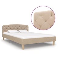 Bed frame beige textile 120x200 cm - Bed Frame