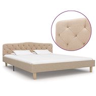 Bed frame beige textile 160x200 cm - Bed Frame