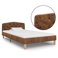 Bed frame brown faux brushed leather 90x200 cm - Bed Frame