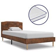 Bed with mattress with memory foam artificial suede leather 90x200cm - Bed