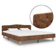 Bed frame brown faux brushed leather 180x200 cm - Bed Frame
