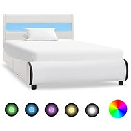 Bed frame with LED light white faux leather 90x200 cm - Bed Frame