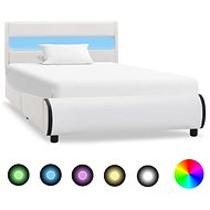 Bed frame with LED light white faux leather 100x200 cm - Bed Frame