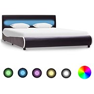 Bed frame with LED light black faux leather 120x200 cm - Bed Frame