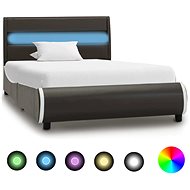 Bed frame with LED light anthracite faux leather 90x200 cm - Bed Frame