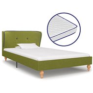 Bed with mattress with memory foam green textile 90x200 cm - Bed