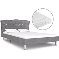 Bed with mattress light gray textile 120x200 cm - Bed