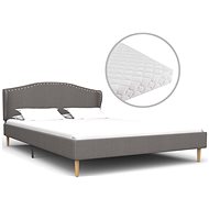 Bed with mattress light gray textile 120x200 cm - Bed