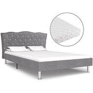 Bed with mattress light gray textile 140x200 cm - Bed