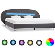 Bed frame with LED light gray faux leather 120x200 cm - Bed Frame