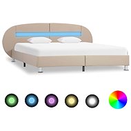 Bed frame with LED light cappuccino faux leather 120x200 cm - Bed Frame