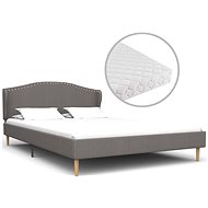 Bed with mattress light gray textile 140x200 cm - Bed