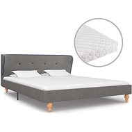 Bed with mattress light gray textile 140x200 cm - Bed