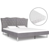 Bed with mattress light gray textile 160x200 cm - Bed