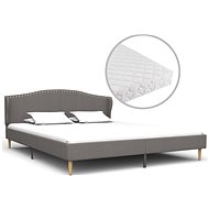Bed with mattress light gray textile 160x200 cm - Bed