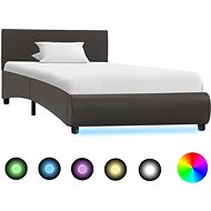 Bed frame with LED light gray faux leather 100x200 cm - Bed Frame