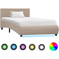 Bed frame with LED light cappuccino faux leather 100x200 cm - Bed Frame