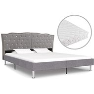 Bed with mattress light gray textile 180x200 cm - Bed