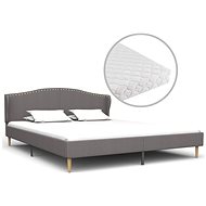 Bed with mattress light gray textile 180x200 cm - Bed