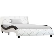Bed frame black and white artificial leather 90x200 cm - Bed Frame