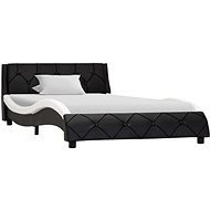 Bed frame black and white faux leather 90x200 cm - Bed Frame