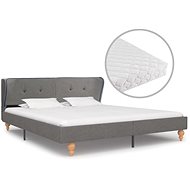 Bed with mattress light gray textile 180x200 cm - Bed