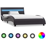 Bed frame with LED light black faux leather 100x200 cm - Bed Frame